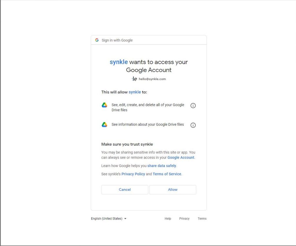 3. Google Access Authorisation