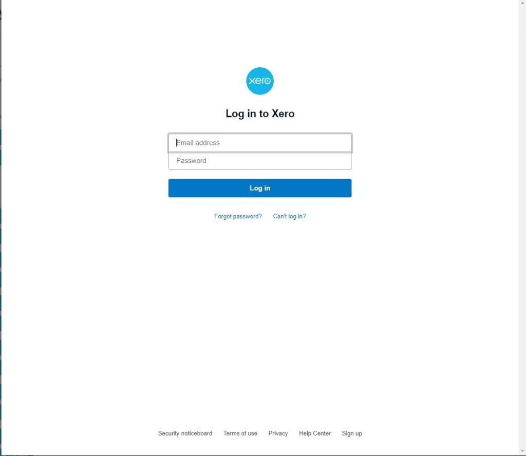 6. Xero Login Screen