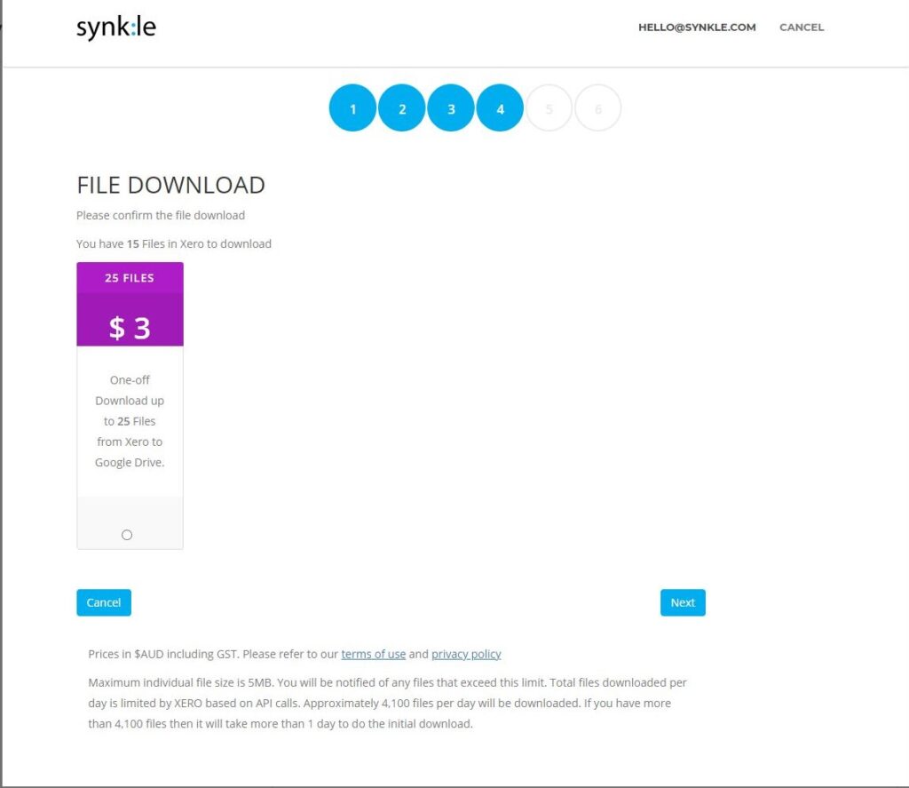 8. Initial download confirmation