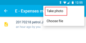 Xero App Android Take Photo menu