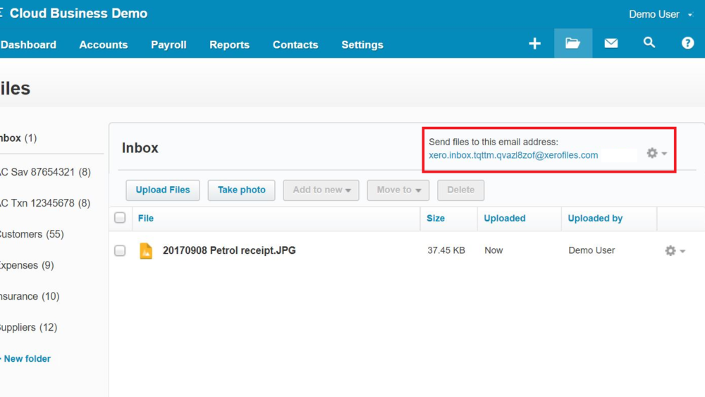 Xero Files Library Email Address Small